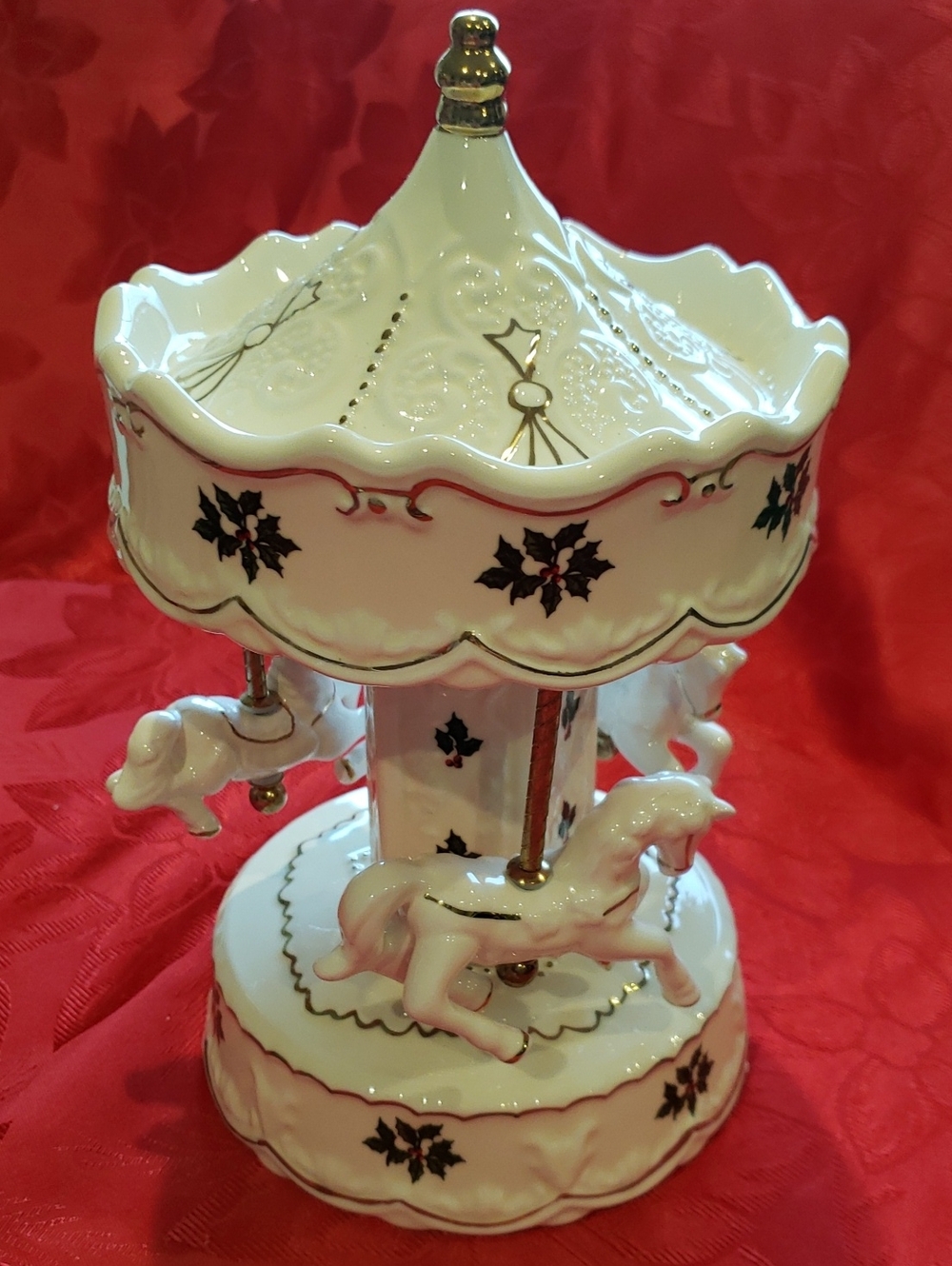 Porcelain Carousel Music Box with Gold Accents Christmas